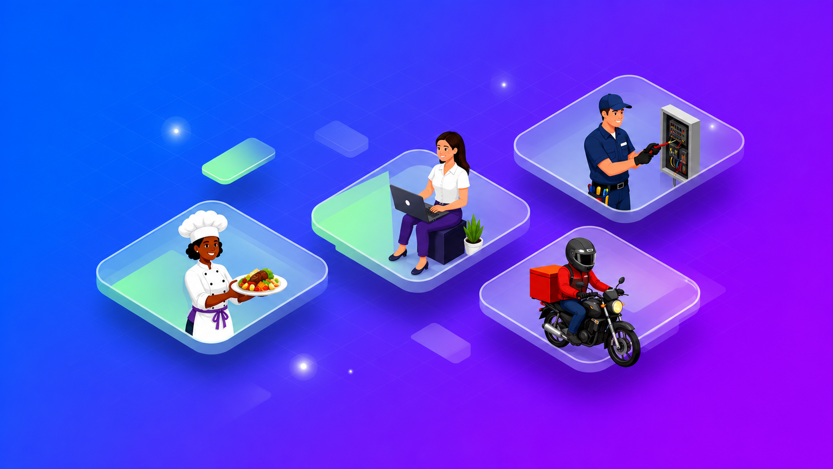 Profissionais freelancers conectados na Blu Freela